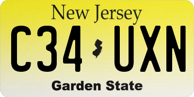 NJ license plate C34UXN
