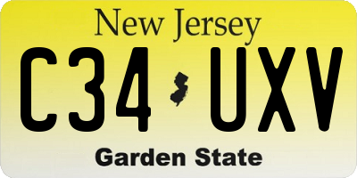 NJ license plate C34UXV