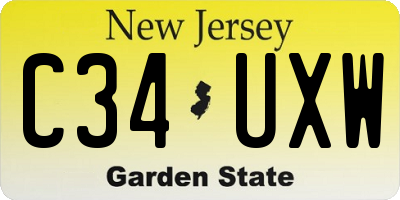 NJ license plate C34UXW