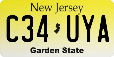 NJ license plate C34UYA