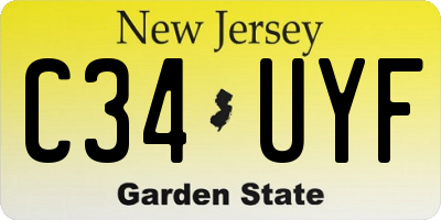 NJ license plate C34UYF