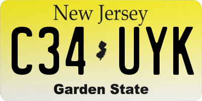 NJ license plate C34UYK