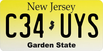 NJ license plate C34UYS