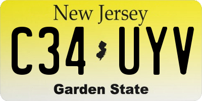 NJ license plate C34UYV