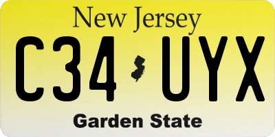 NJ license plate C34UYX