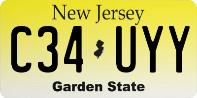 NJ license plate C34UYY