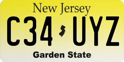 NJ license plate C34UYZ