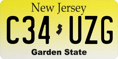 NJ license plate C34UZG