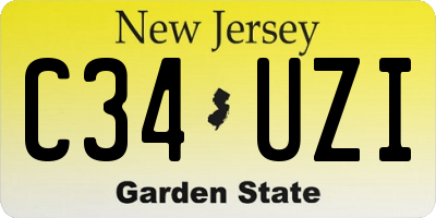 NJ license plate C34UZI