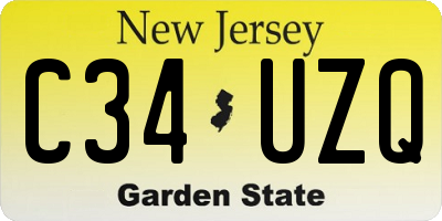 NJ license plate C34UZQ