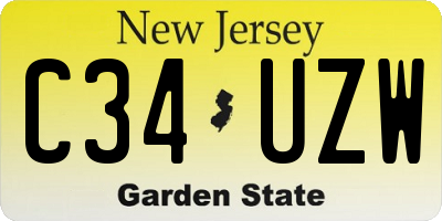 NJ license plate C34UZW