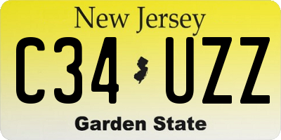 NJ license plate C34UZZ