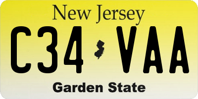 NJ license plate C34VAA