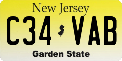 NJ license plate C34VAB