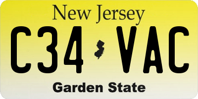 NJ license plate C34VAC