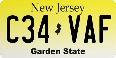 NJ license plate C34VAF