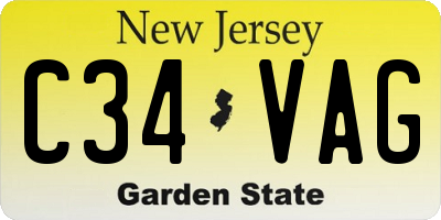 NJ license plate C34VAG