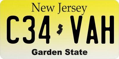 NJ license plate C34VAH