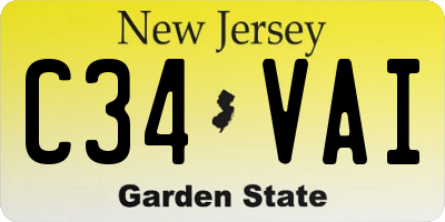 NJ license plate C34VAI