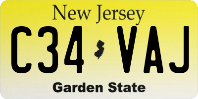 NJ license plate C34VAJ