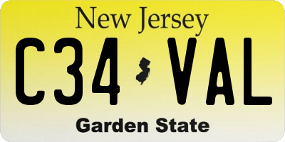 NJ license plate C34VAL