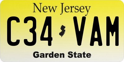 NJ license plate C34VAM