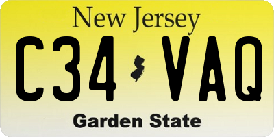 NJ license plate C34VAQ