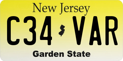 NJ license plate C34VAR