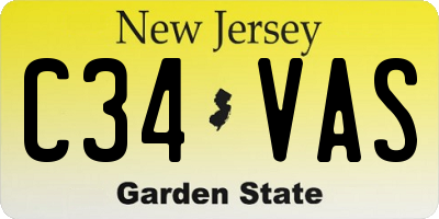 NJ license plate C34VAS