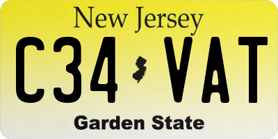 NJ license plate C34VAT