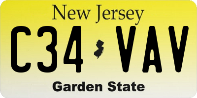 NJ license plate C34VAV