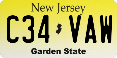 NJ license plate C34VAW
