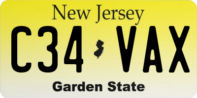 NJ license plate C34VAX
