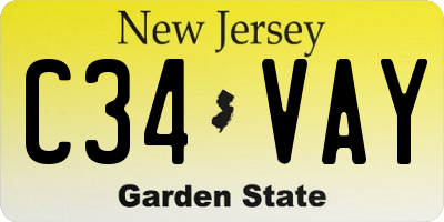 NJ license plate C34VAY