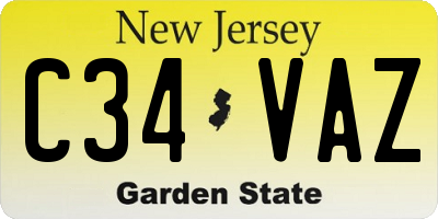 NJ license plate C34VAZ