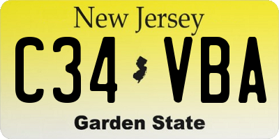 NJ license plate C34VBA