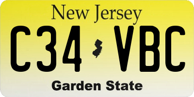 NJ license plate C34VBC