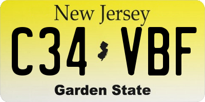 NJ license plate C34VBF