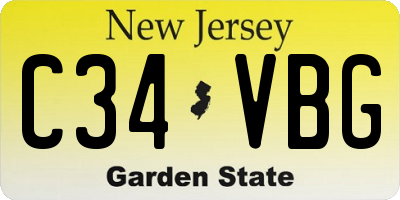 NJ license plate C34VBG