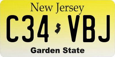 NJ license plate C34VBJ