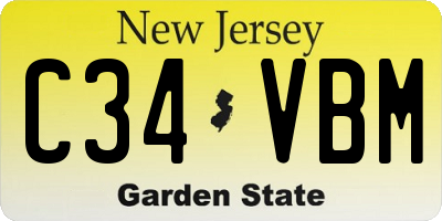 NJ license plate C34VBM