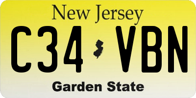 NJ license plate C34VBN