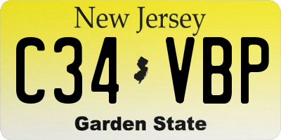 NJ license plate C34VBP