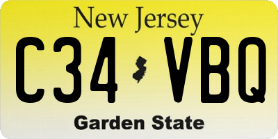 NJ license plate C34VBQ