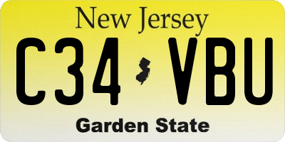 NJ license plate C34VBU