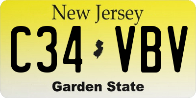 NJ license plate C34VBV