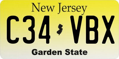 NJ license plate C34VBX