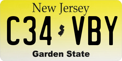 NJ license plate C34VBY
