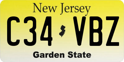 NJ license plate C34VBZ