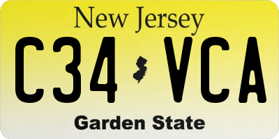 NJ license plate C34VCA